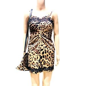 Leopard mini dress with lace accents Sz s